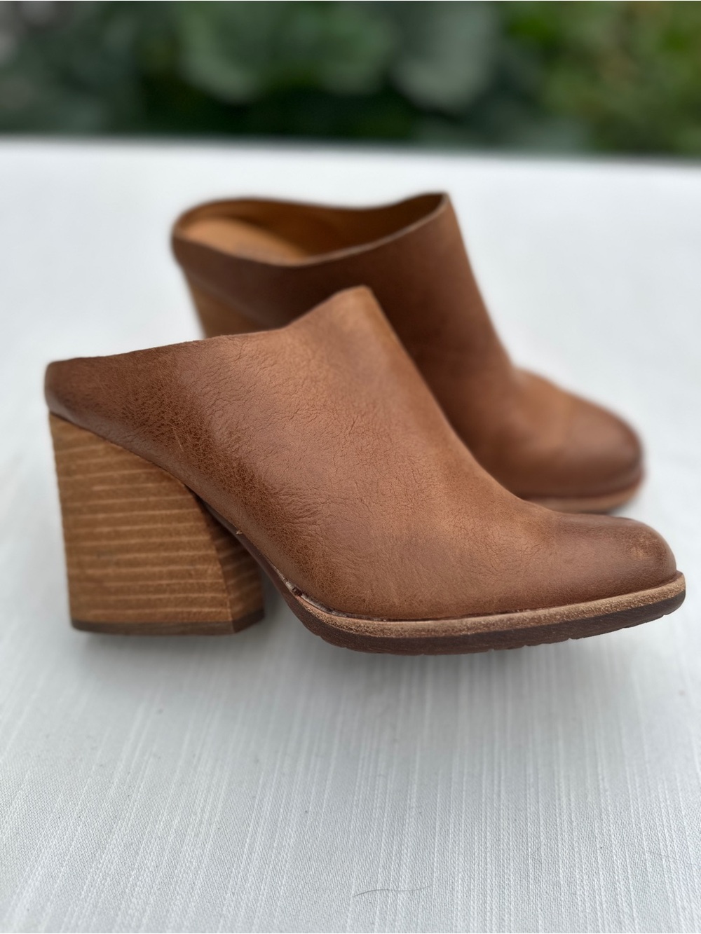 Kork-Ease Challis Leather Chunky Block Heel Mules | 7